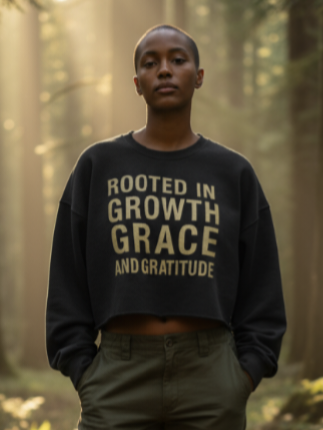 Rooted in Growth Grace and Gratitude Cropped Sweatshirt